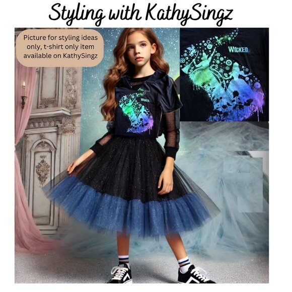 Wicked Musical Graphic Tshirt Size Youth Small Official Merch Black Pink Green - Picture 2 of 10